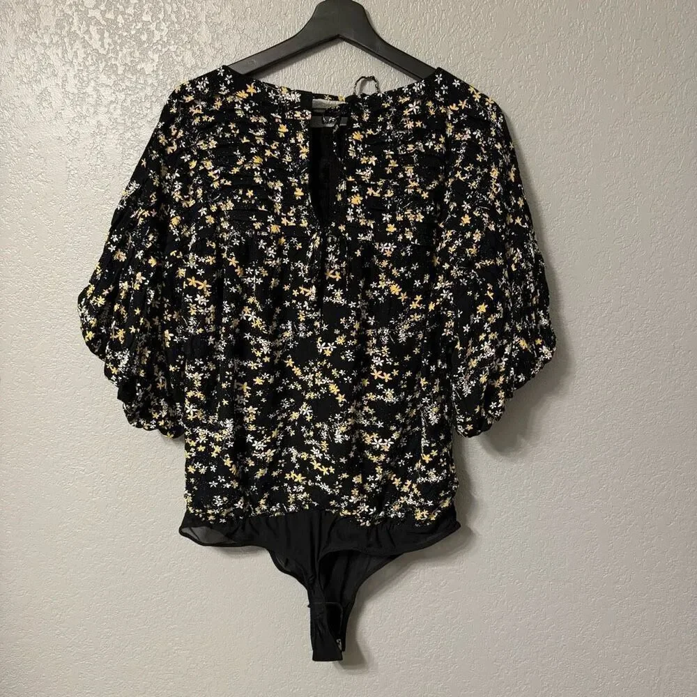 Free people Intimately Dessa Womens Floral Print Bodysuit Size Large NWT